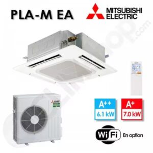 Climatiseur cassette Mitsubishi Electric R32 PLA-M60EA2 / SUZ-M60VA 900x900 avec télécommande de série PAR-SL100A-E - 6.1 kw