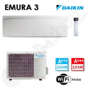 Climatiseur Réversible FTXJ20AW et RXJ20A Blanc - Emura 3 Daikin - 2 kW