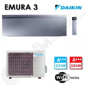 Climatiseur Réversible FTXJ25AS et RXJ25A Gris Silver - Emura 3 Daikin - 2.4 kW
