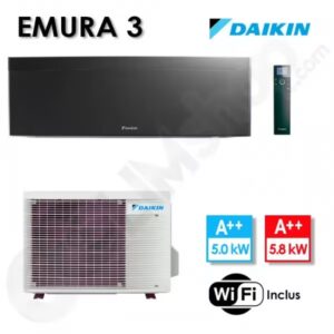 Climatiseur Réversible FTXJ50AB et RXJ50A Noir - Emura 3 Daikin - 5 kW