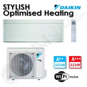 Climatiseur Réversible FTXTA30CW et RXTA30C Blanc - "Optimised-Heating" Stylish Daikin - 3 kW